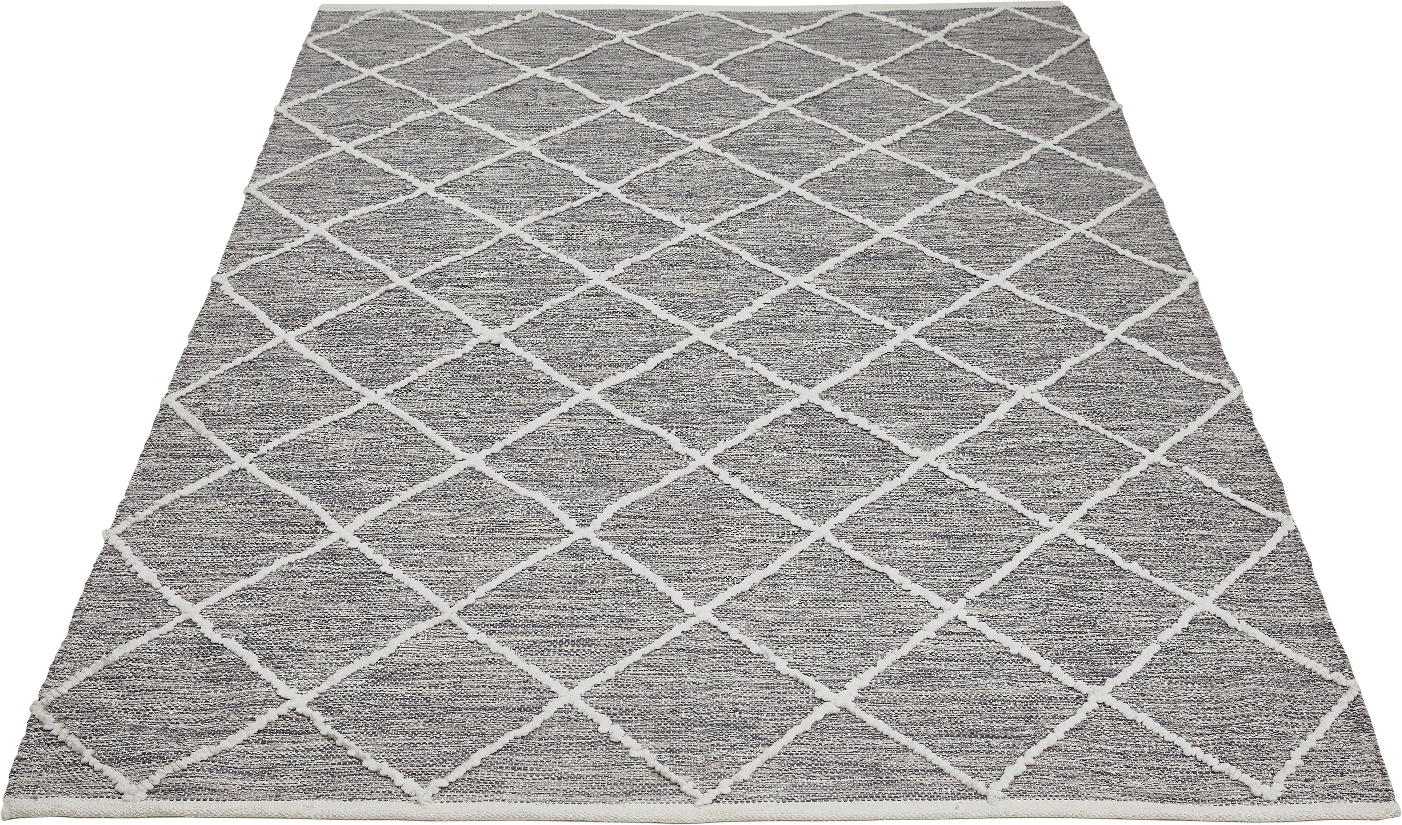 Teppich Pantin, LUXOR living, rechteckig, Höhe: 8 mm, Handweb, Flachgewebe,  reine Baumwolle, handgewebt, Rauten Design
