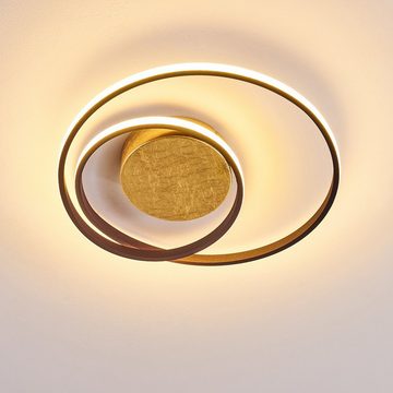 hofstein Deckenleuchte »Apagni« moderne Deckenlampe aus Metall in Gold m. 2 Ringen, 3000 Kelvin, 22 Watt, 2200 Lumen, dimmbar über Lichtschalter