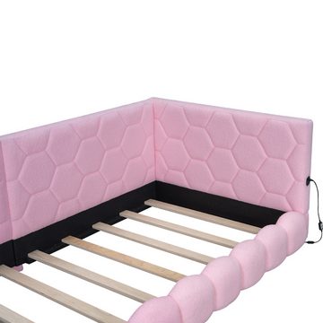 NMonet Polsterbett Daybett Tagesbett (16 Farben Umgebungslicht), Schlafsofa, Einzelbett, mit USB-Anschluss, Samt, 90x200cm