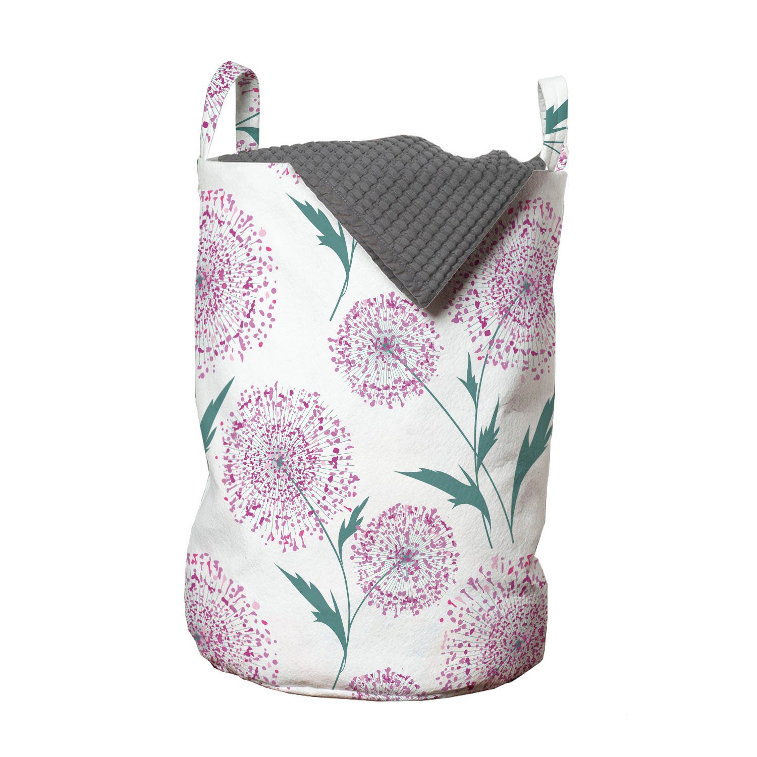 Abakuhaus Wäschesäckchen Wäschekorb mit Griffen Kordelzugverschluss für Waschsalons, Blumen Zier Dandelion Blumen