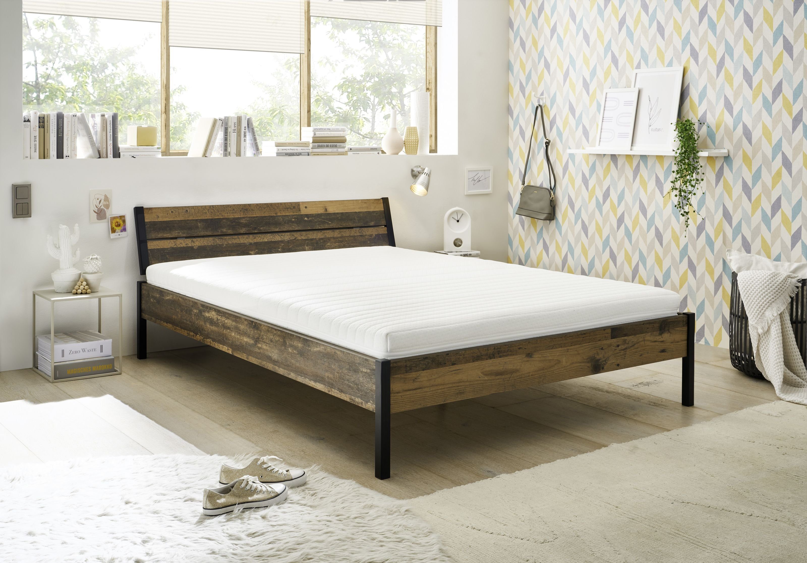 Pol-Power Bett in Old Style Dunkel. Abmessungen (BxHxT) 146,4x73,4x215,6 cm