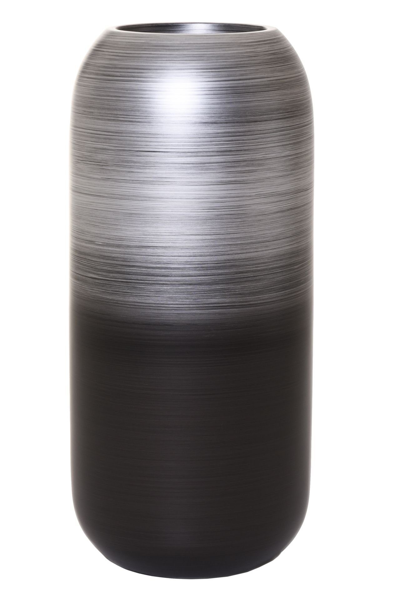 Bodenvase Seidenmatt Silber Silber-Schwarz VIVANNO Pflanzkübel Bodenvase Schwarz - CHRONO Fiberglas