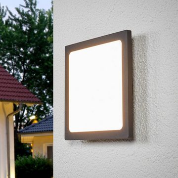 Lucande LED Außen-Deckenleuchte Mabella, LED-Leuchtmittel fest verbaut, warmweiß, Modern, Aluminium, Polycarbonat, dunkelgrau, weiß, 1 flammig, inkl.