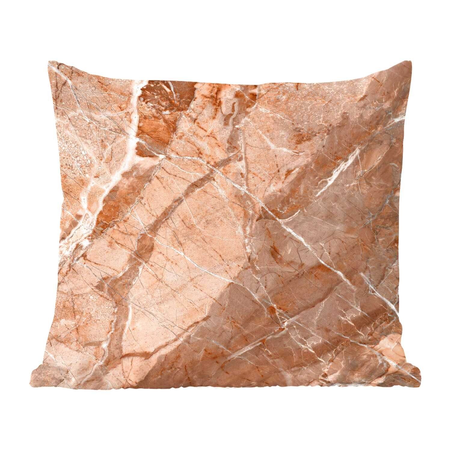 MuchoWow Dekokissen Orange - Weiß - Granit - Kieselsteine, Zierkissen mit Füllung für Wohzimmer, Schlafzimmer, Deko, Sofakissen