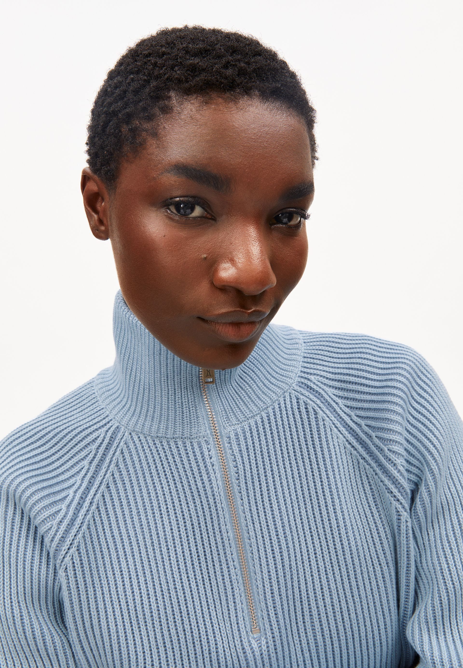 Armedangels Strickpullover TROYER VANISÉ Troyer mit Reißverschluss Loose Fit