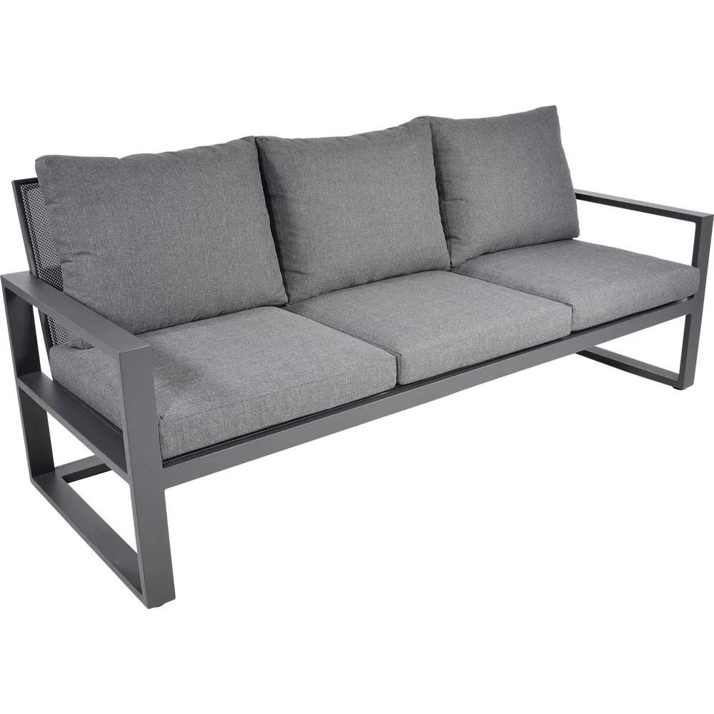 Natur24 Gartenstuhl Loungebank Pina Colada Aluminium Olefin Anthrazit Grau