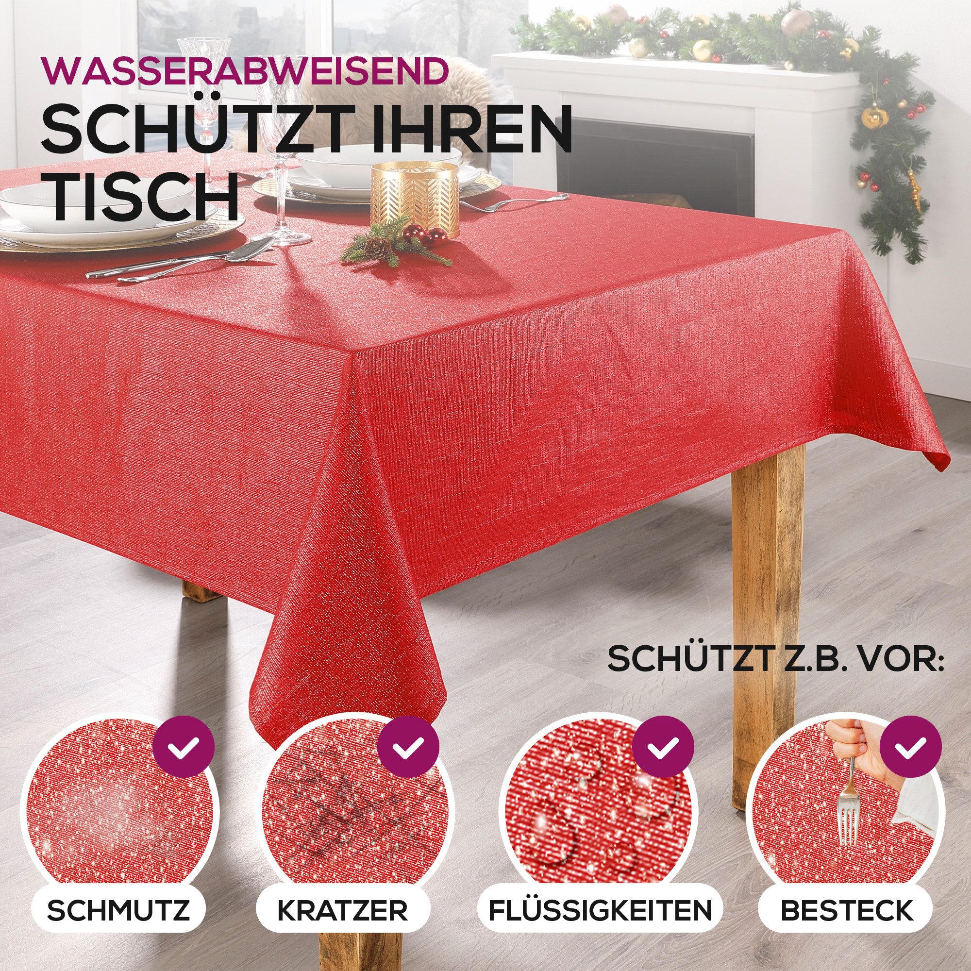 Beautex Tischdecke Lurex Tischdecke Weihnachten, Silber Gold glänzend, Weihnachtstisch (1-tlg)