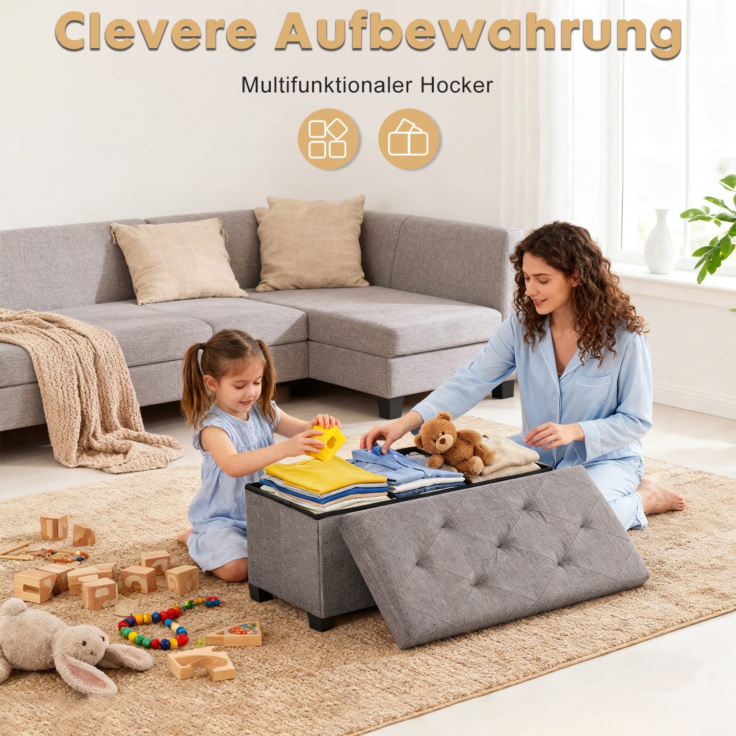 ANYSUN Sitzbank schlafzimmer mit Stauraum, gepolsterter Sitzhocker bis 300 günstig online kaufen