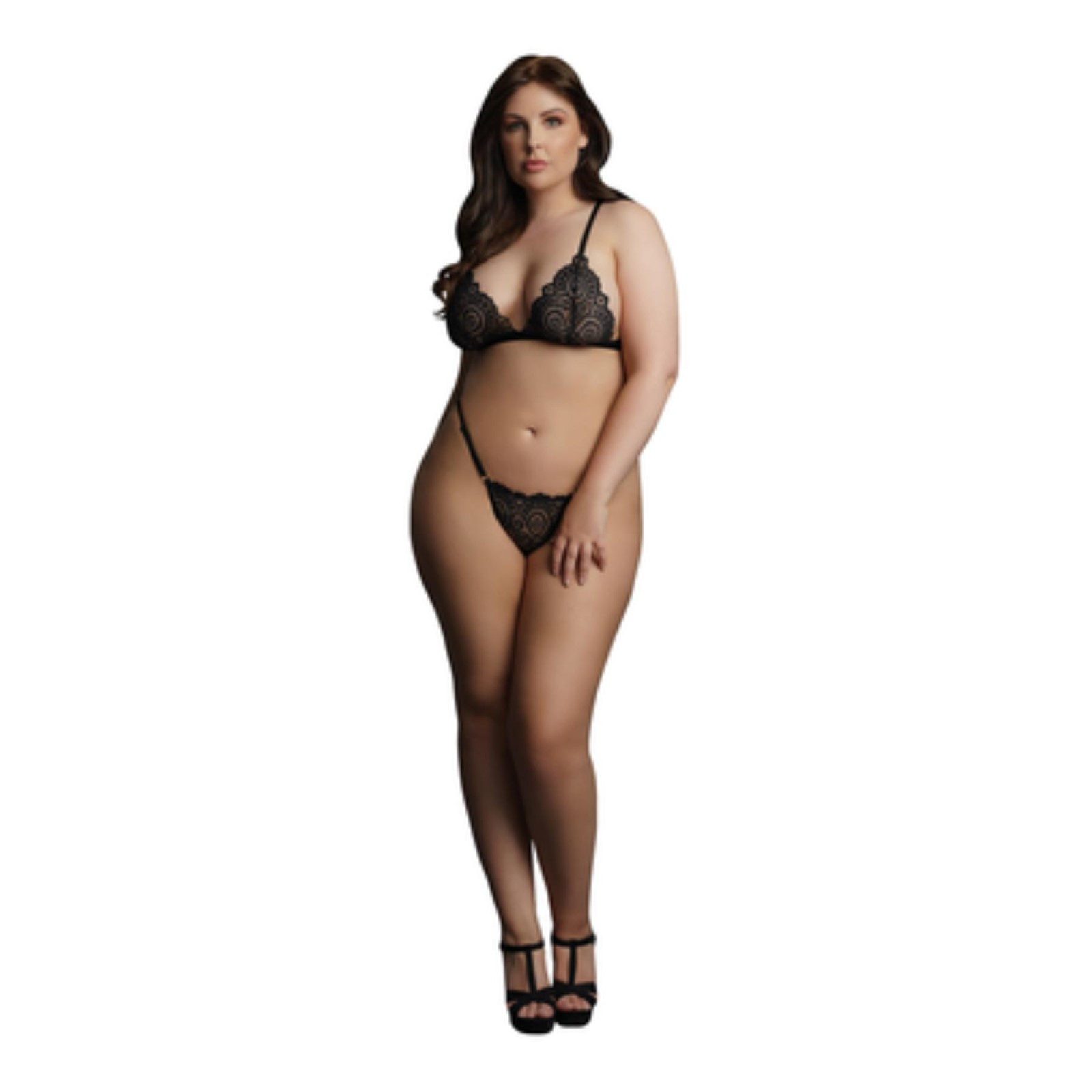 Set: Bügelloser BH Le Désir by Shots - Magic Lace Velvet Lingerie Set
