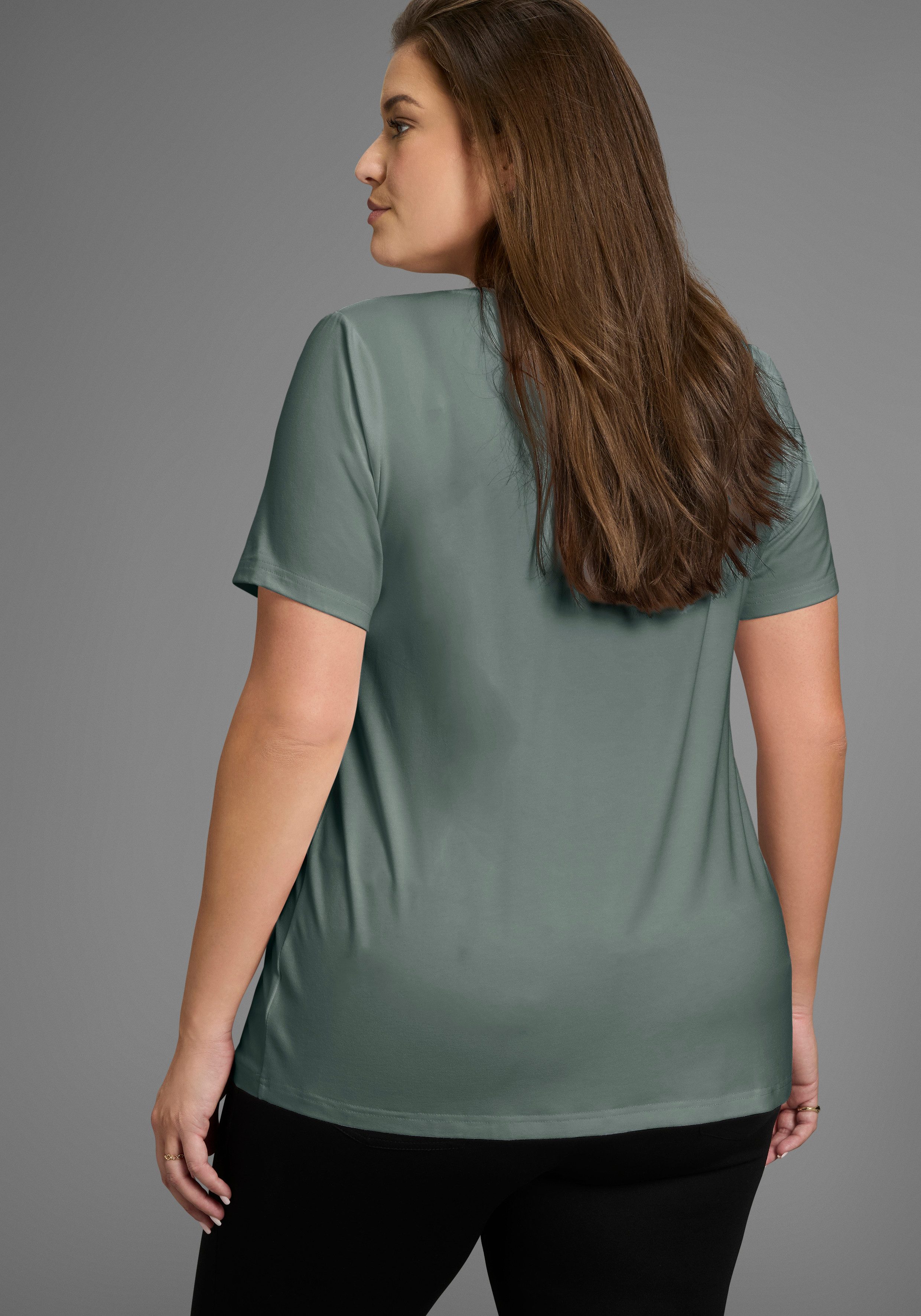 Laura Scott CURVE T-Shirt mit V-Ausschnitt aus fließender Viskose - GROSSE günstig online kaufen