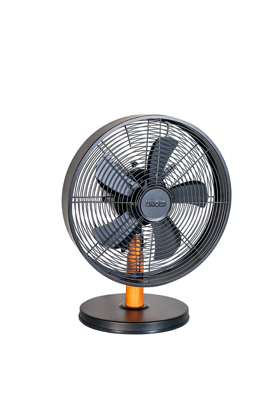 Unold Tischventilator Black Steel 86715, 3 Geschwindigkeitsstufen Neigungswinkel verstellbar oszillierend