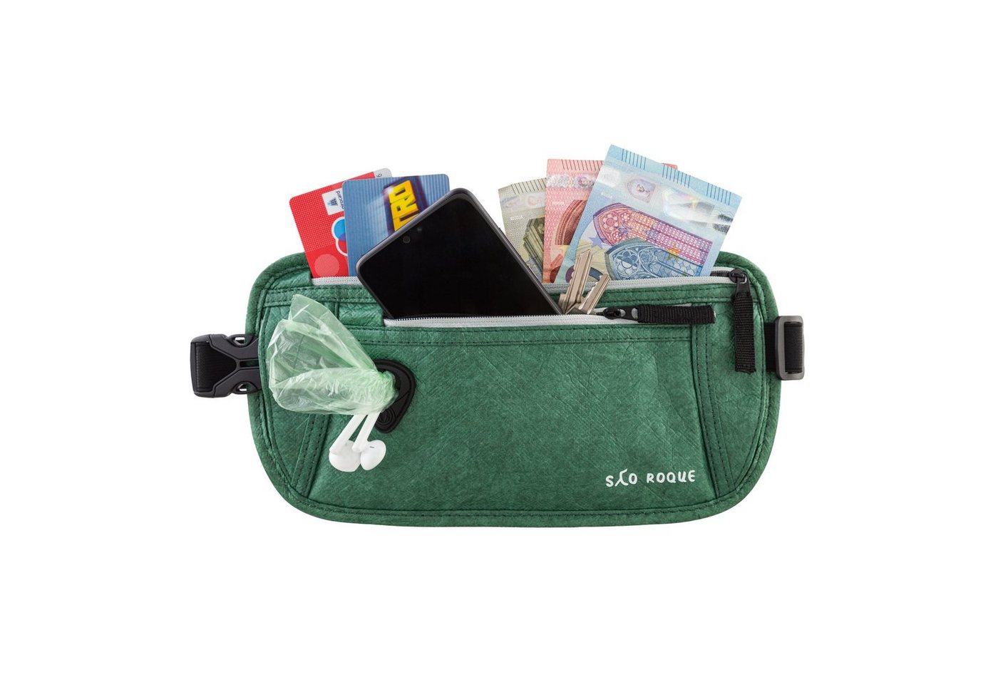 SAO ROQUE Bauchtasche Flache Damen Herren Bauchtasche, Diebstahlsicher RFID Schutz, Vegan, ultraflach, schweiß- und wasserfest, ultraleicht