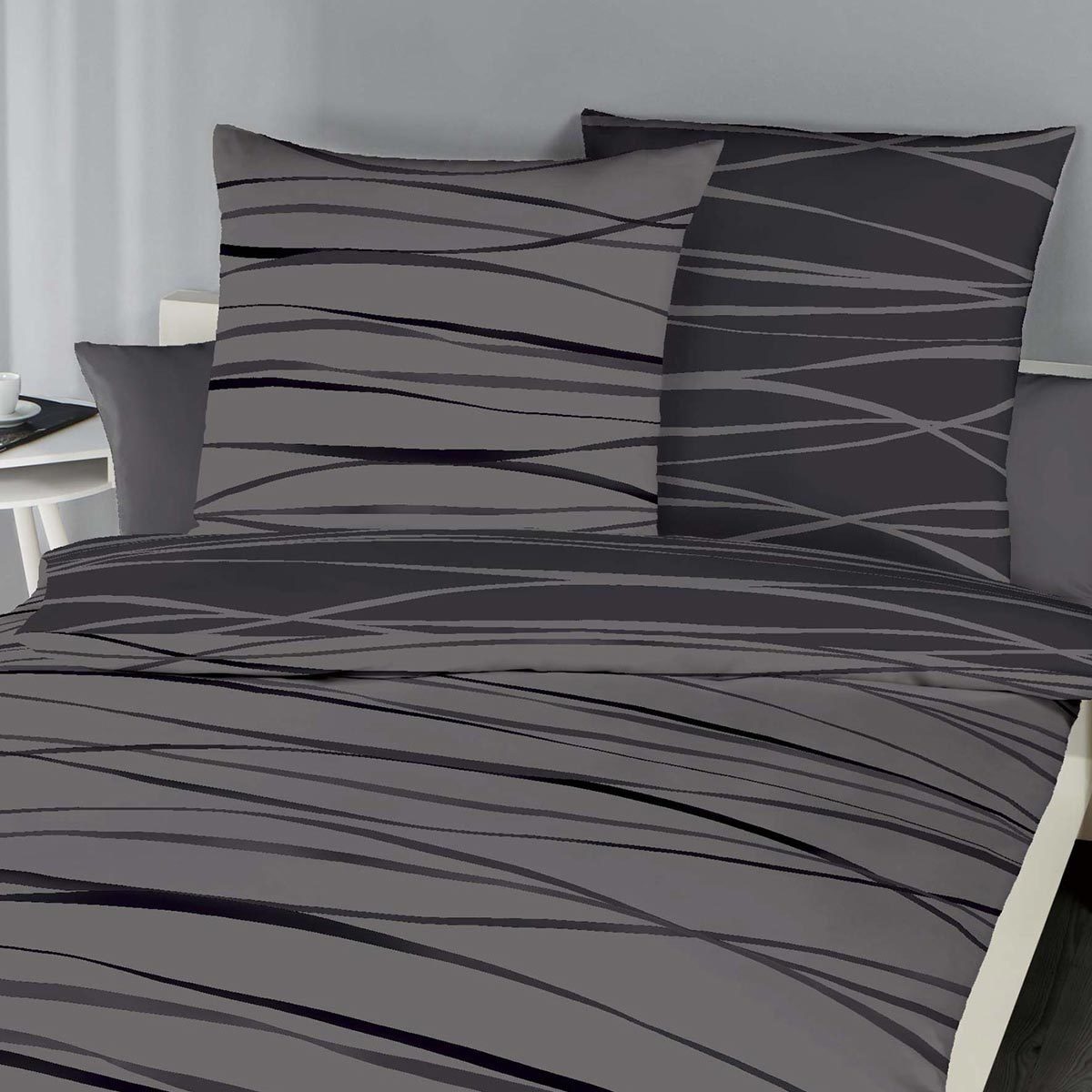 TRAUMSCHLAF Bettwäsche Bibermotion Zinn, Biber, 3 teilig, warme zeitlose Qu günstig online kaufen