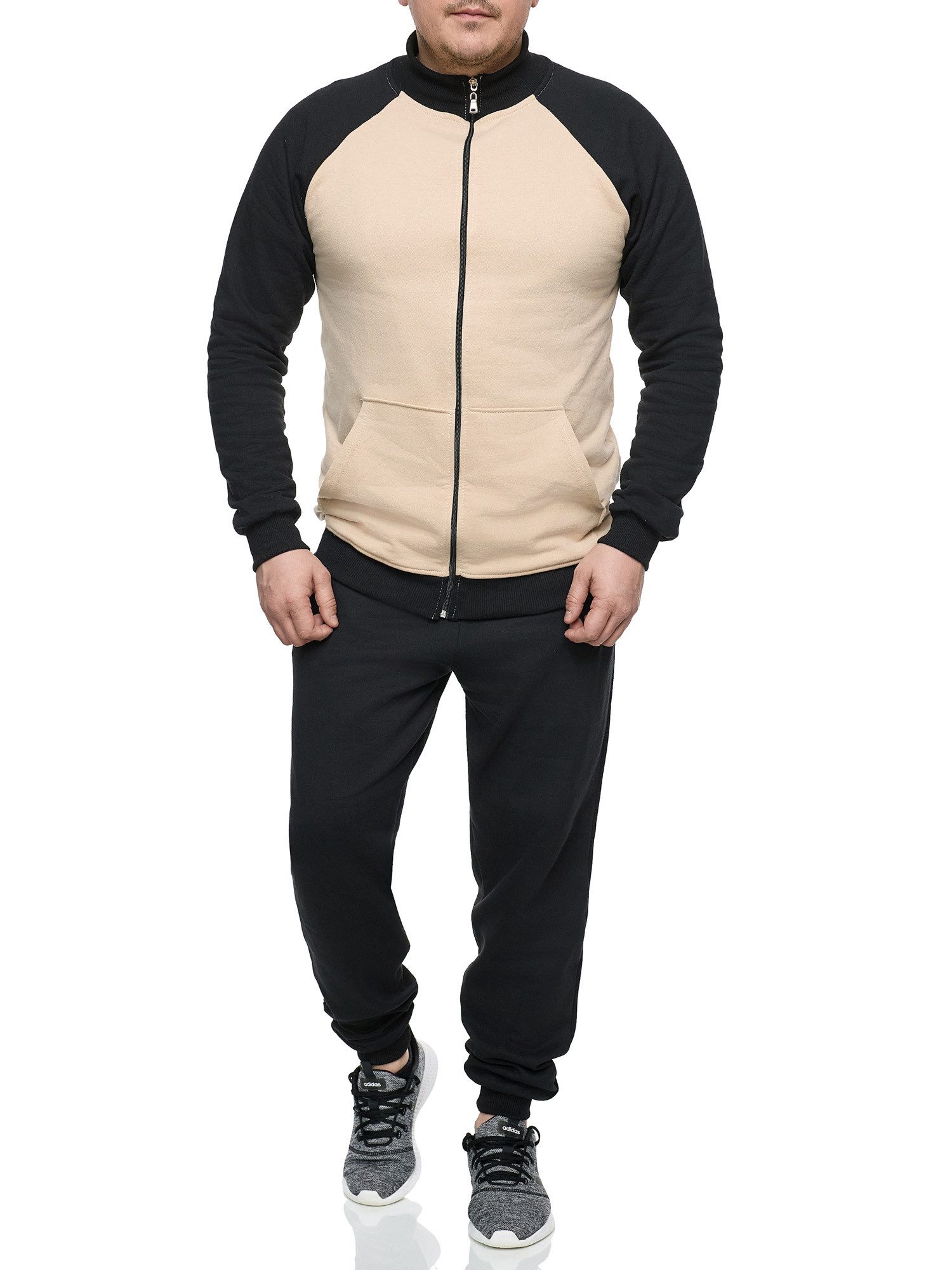 L.gonline Freizeitanzug Herren Trainingsanzug Freizeitanzug ohne Kapuze 500A (2-tlg., Zipperjacke und Hose), Fitness Freizeit Casual