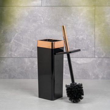 bremermann WC-Reinigungsbürste WC-Garnitur SAVONA, WC-Bürstenhalter, eckig, schwarz-rosegold