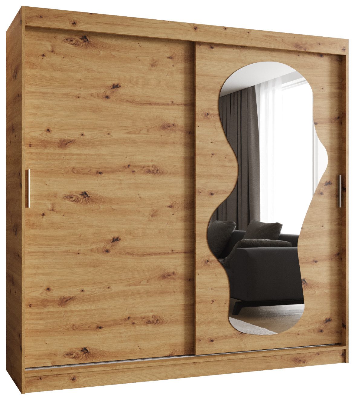 ABIKS MÖBEL Schwebetürenschrank ULTRA Schlafzimmerschrank, mit Spiegel, Kleiderstange und Regalen