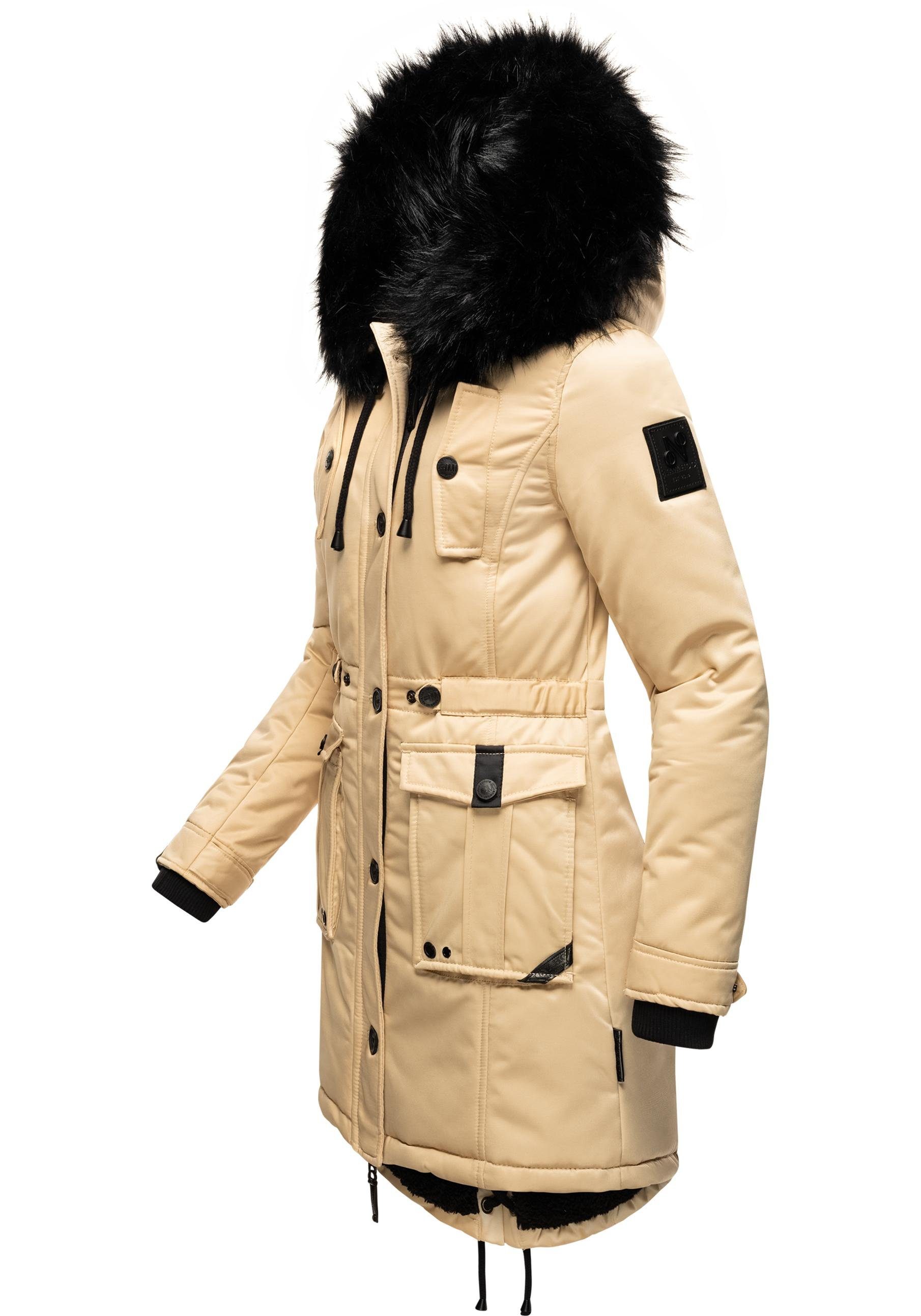 Prc mit großer beige edler Navahoo Kunstfellkapuze Parka Luluna Wintermantel