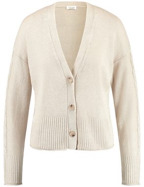 GERRY WEBER Cardigan Strickjacke mit Leinenanteil und Zopfmusterdetail