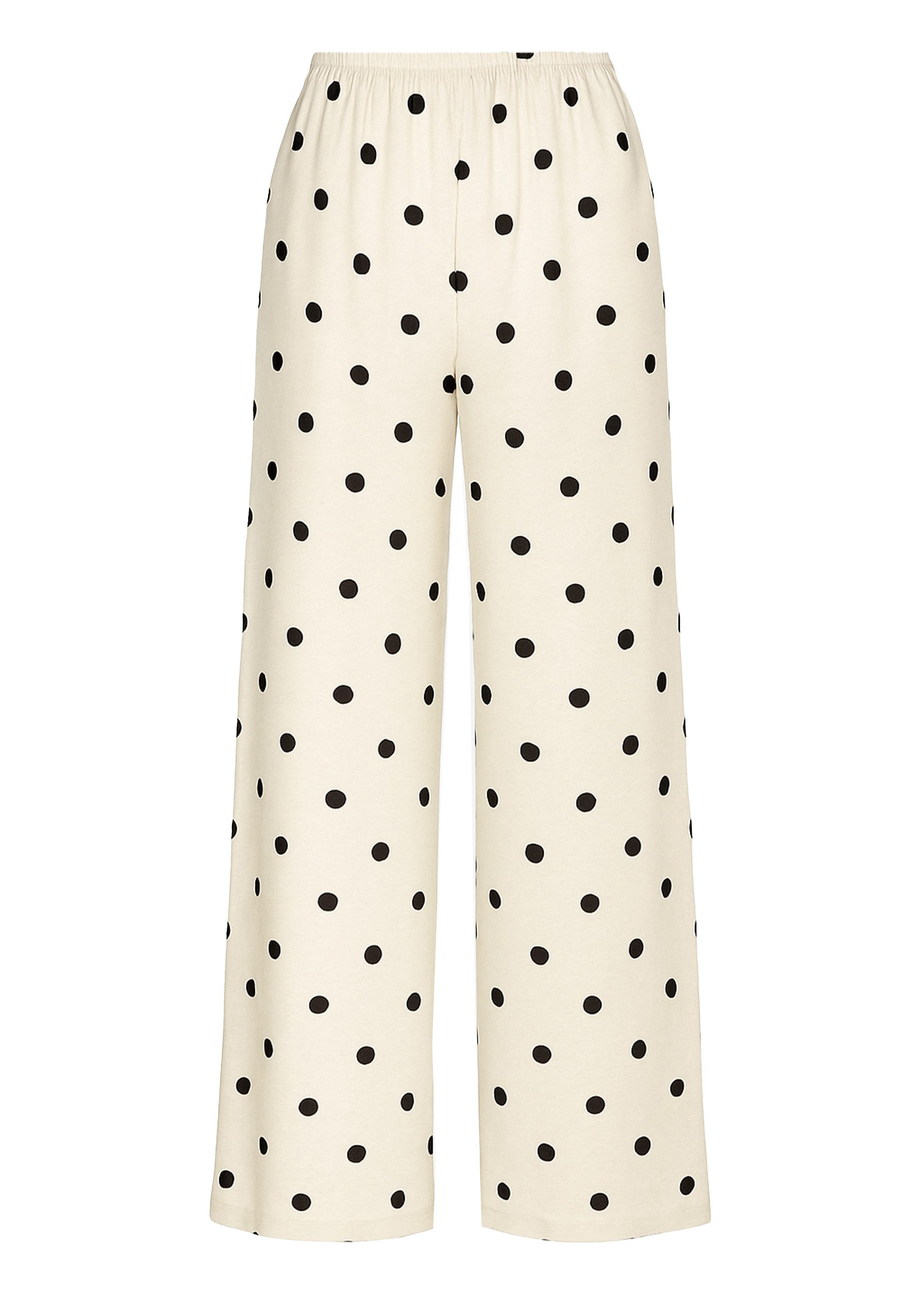SASSYCLASSY Stoffhose Gepunktete Hose mit weitem Bein für Damen Weiche Stoffhose aus Viskose mit Taschen und elastischem Bund