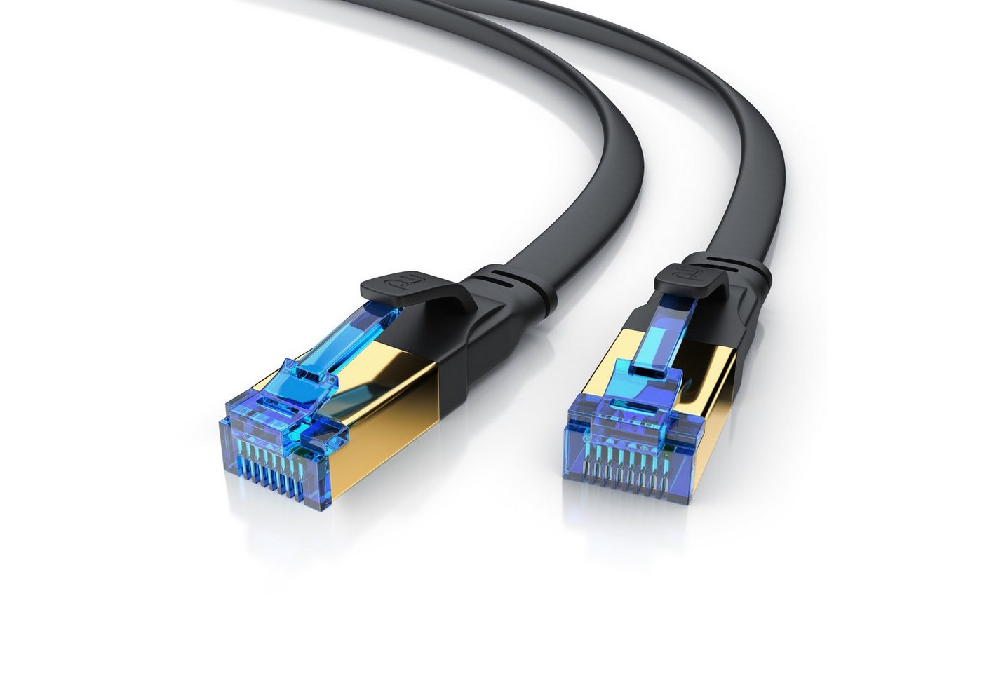 Primewire Patchkabel flach CAT 8, Gigabit Flachband Netzwerkkabel 40 Gbit/s - 2m LAN-Kabel, CAT.8, RJ-45 (Ethernet) (200 cm), für Router, Modem, Switch, PC, ideal für Gaming, Streaming, Homeoffice