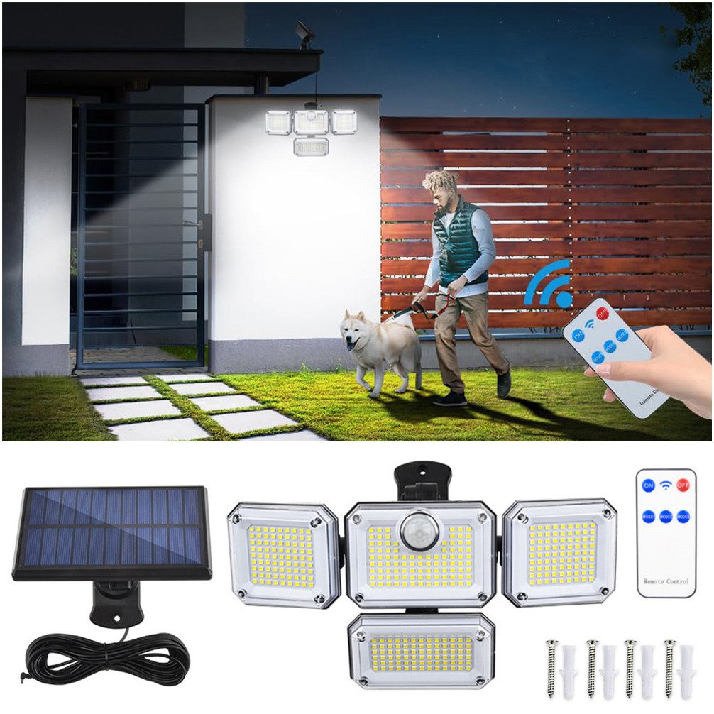 Sunicol LED Außen-Deckenleuchte 4 Köpfe Solarleuchte, günstig online kaufen