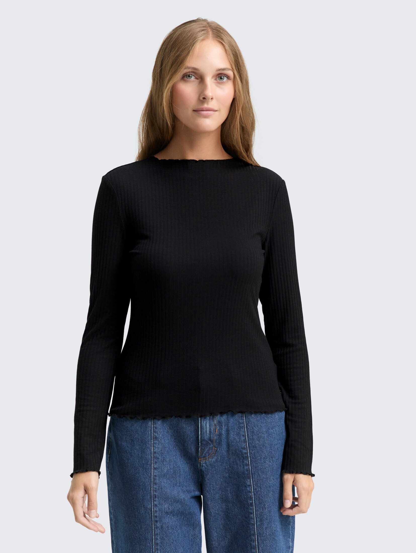 TOM TAILOR Denim Langarmshirt Ripp Langarmshirt günstig online kaufen