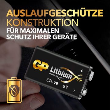 GP Batteries CR-V9 Batterie, U9VL (9 V, 1 St), ideal für Rauchmelder