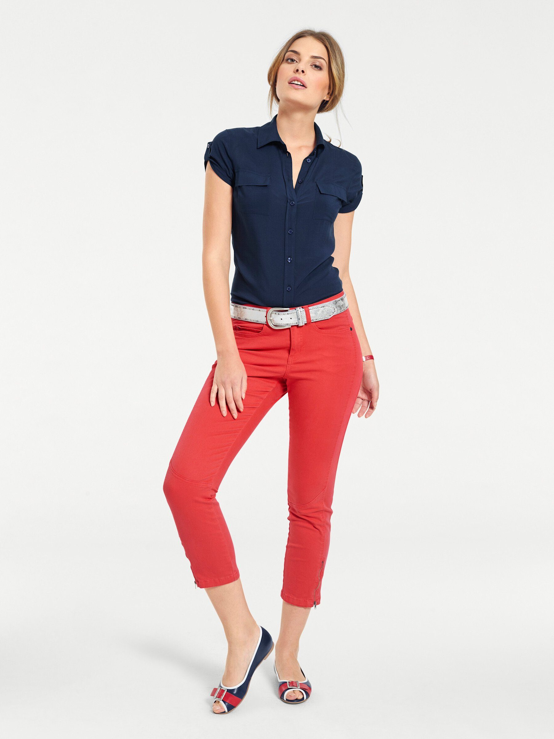 Klassische Bluse Hemdbluse Kurzarm