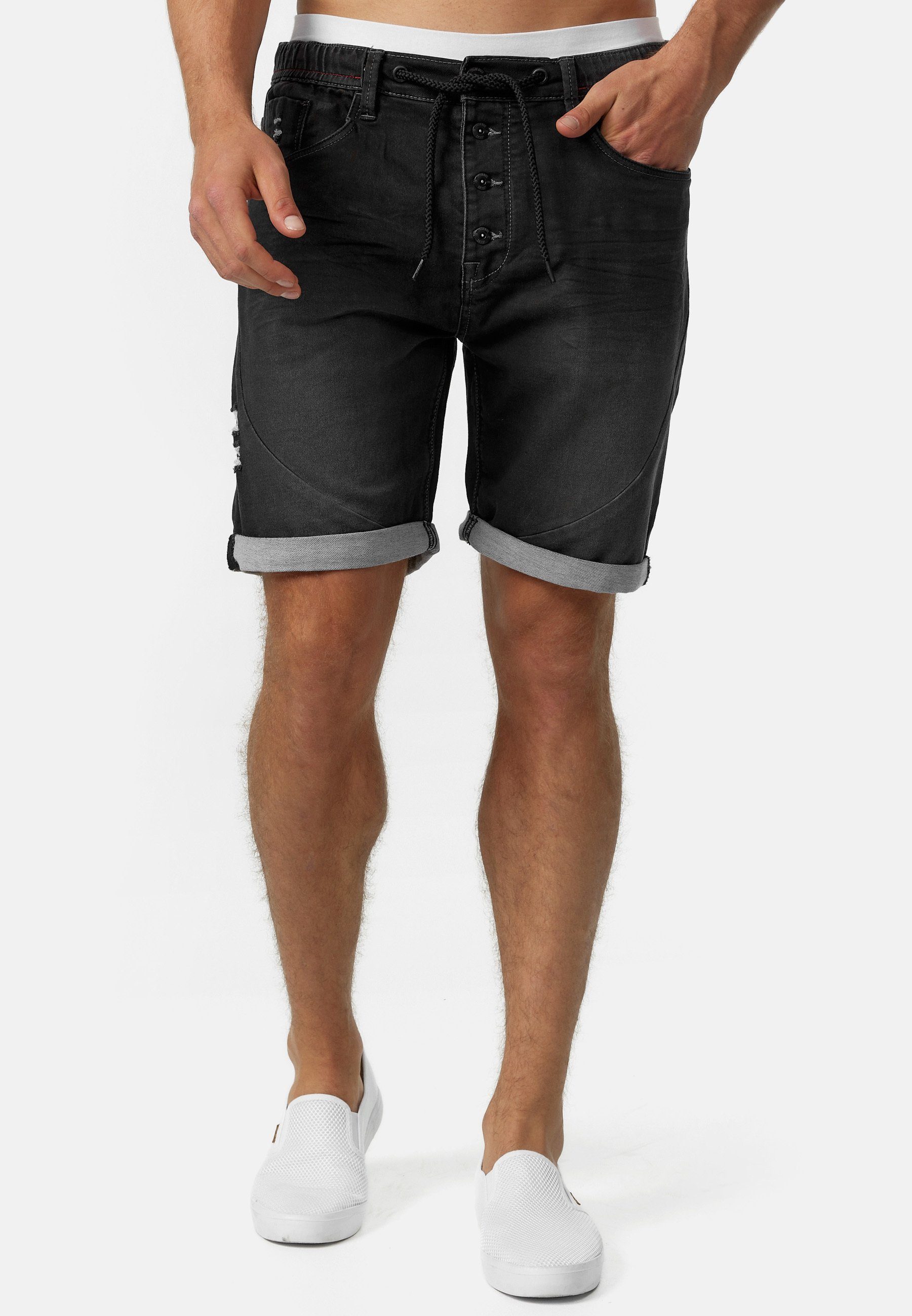 Black Indicode Jeansshorts Piano