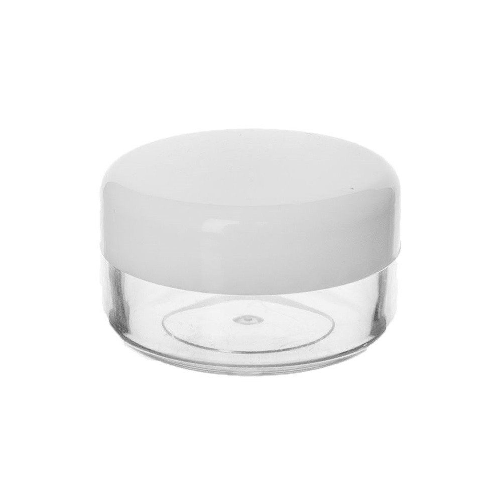 Orion Group Reisebehälter 10ml Cremetiegel transparent mit weißem Schraubverschluss, wiederverwendbar, luftdicht, waschbar