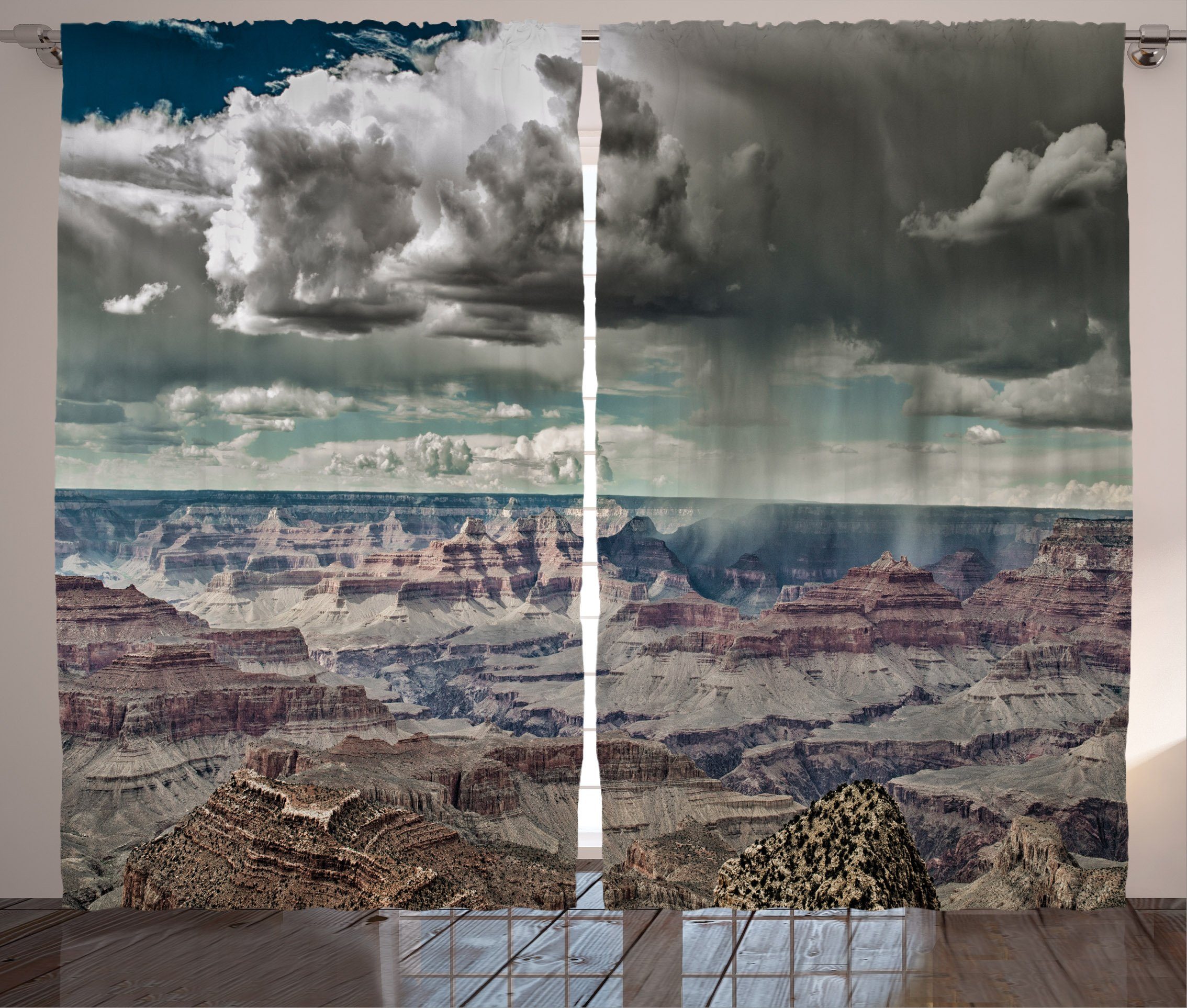 Gardine Schlafzimmer Kräuselband Vorhang mit Schlaufen und Haken, Abakuhaus, Natur Wolken über Grand Canyon