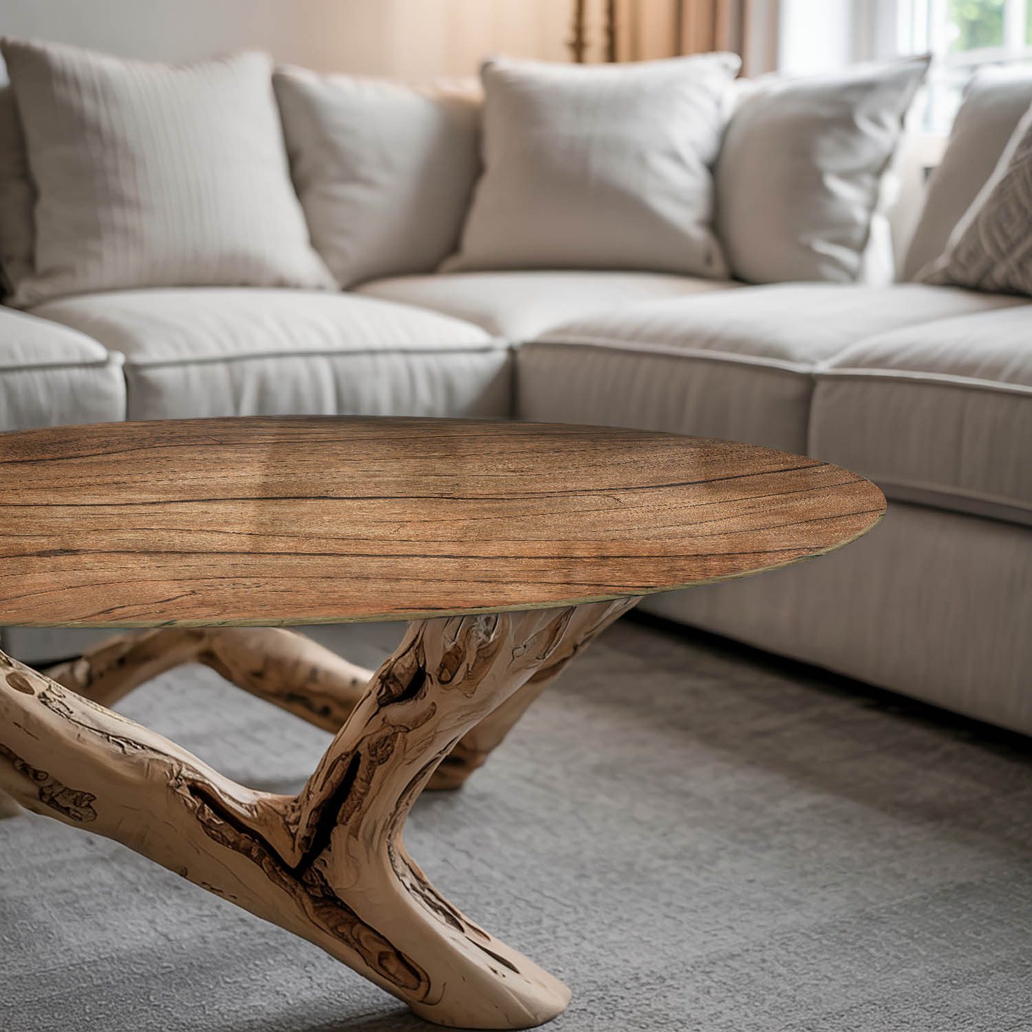 Tulup Tischplatte Oberplatte Tisch Glas Natürliches Holzmuster Couchtisch G günstig online kaufen