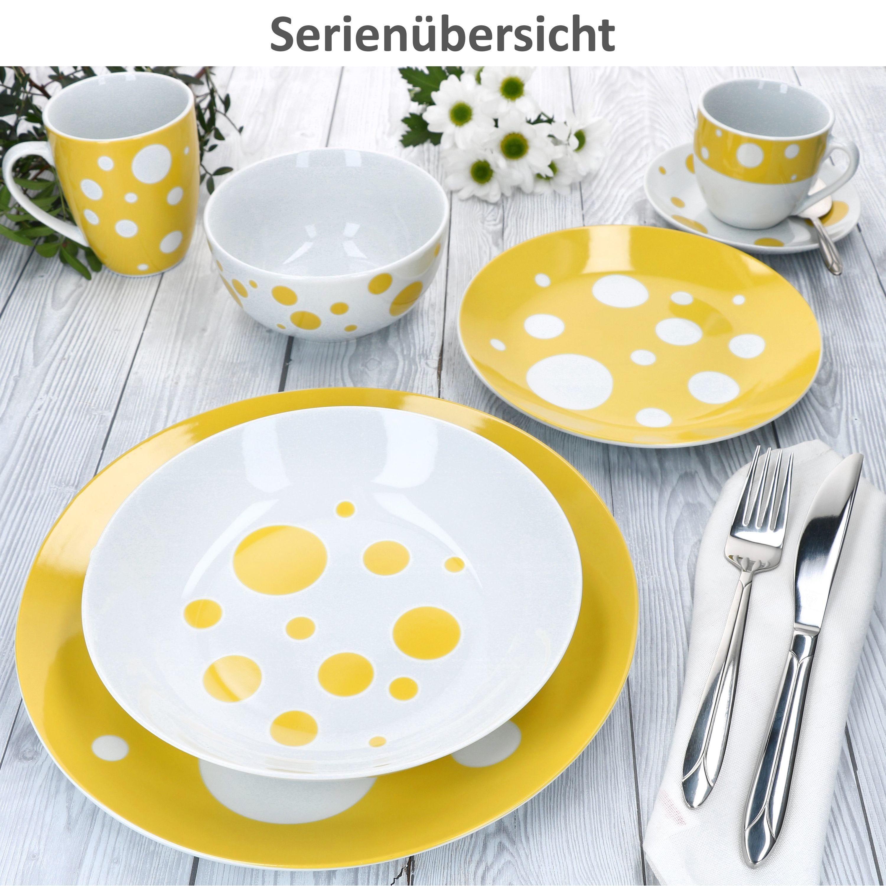 MamboCat Becher Pula gelb 6er Set Kaffeebecher 300ml Porzellan-Tasse 6 Pers. Punkte, Porzellan – Bild 5 von 5