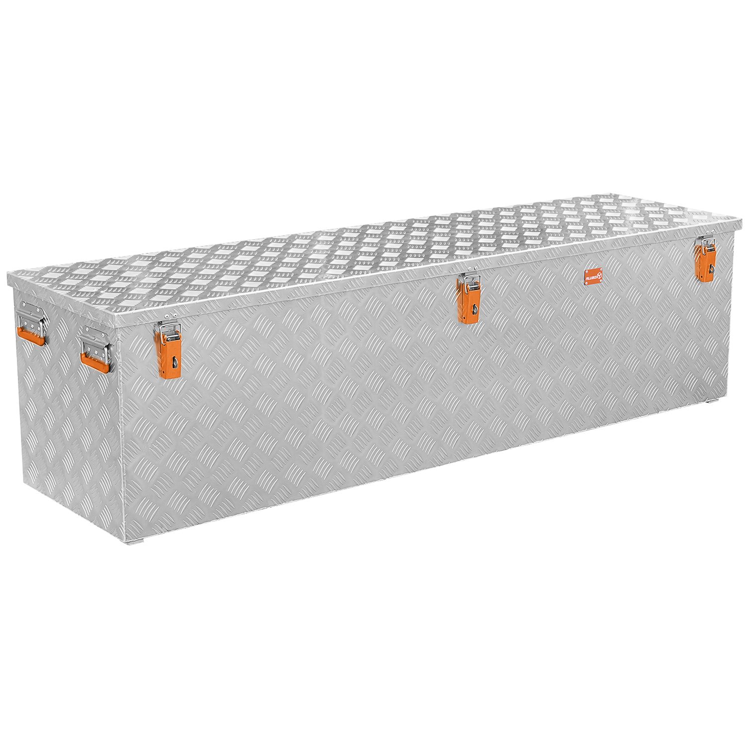ALUBOX Aufbewahrungsbox aus Aluminiumriffelblech massive Transportkiste (470 Liter), Fangbänder & Gasdruckdämpfer im Deckel
