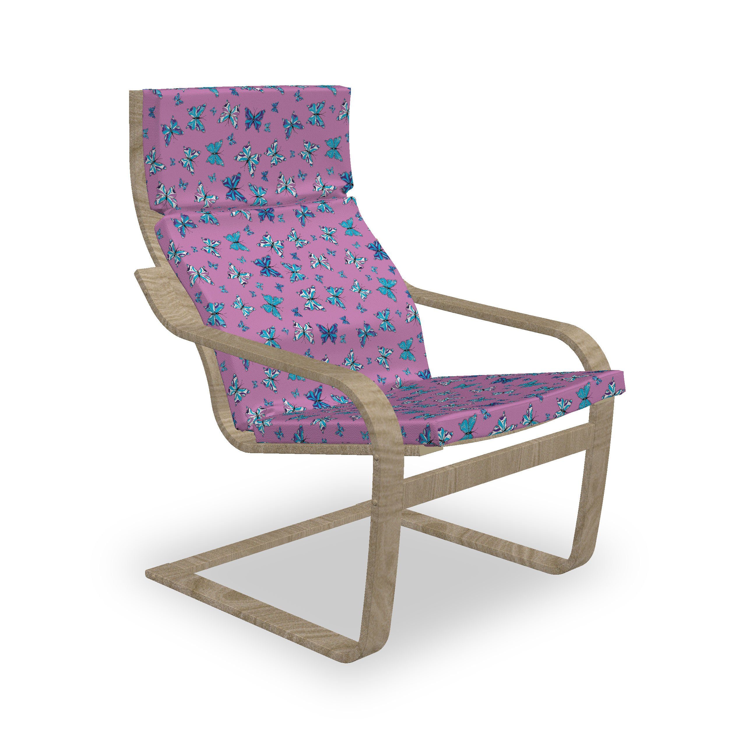 Abakuhaus Stuhlkissen Sitzkissen mit Stuhlkissen mit Hakenschlaufe und Reißverschluss, Blau Und Pink Schmetterlinge
