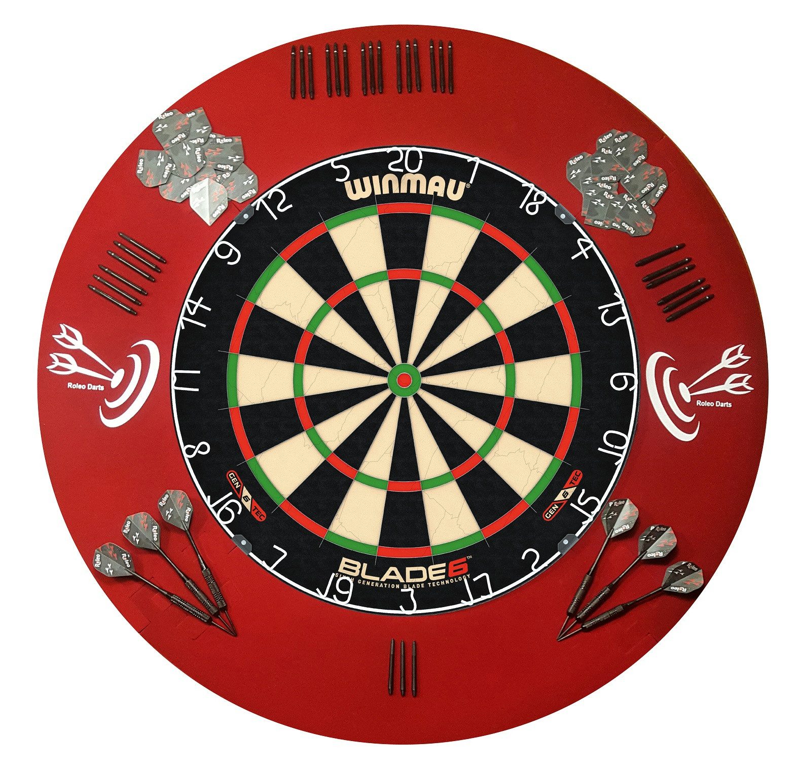 Roleo Dartscheibe Steeldart Mega Set - Winmau Blade 6 + Darts + Surround + Zubehör