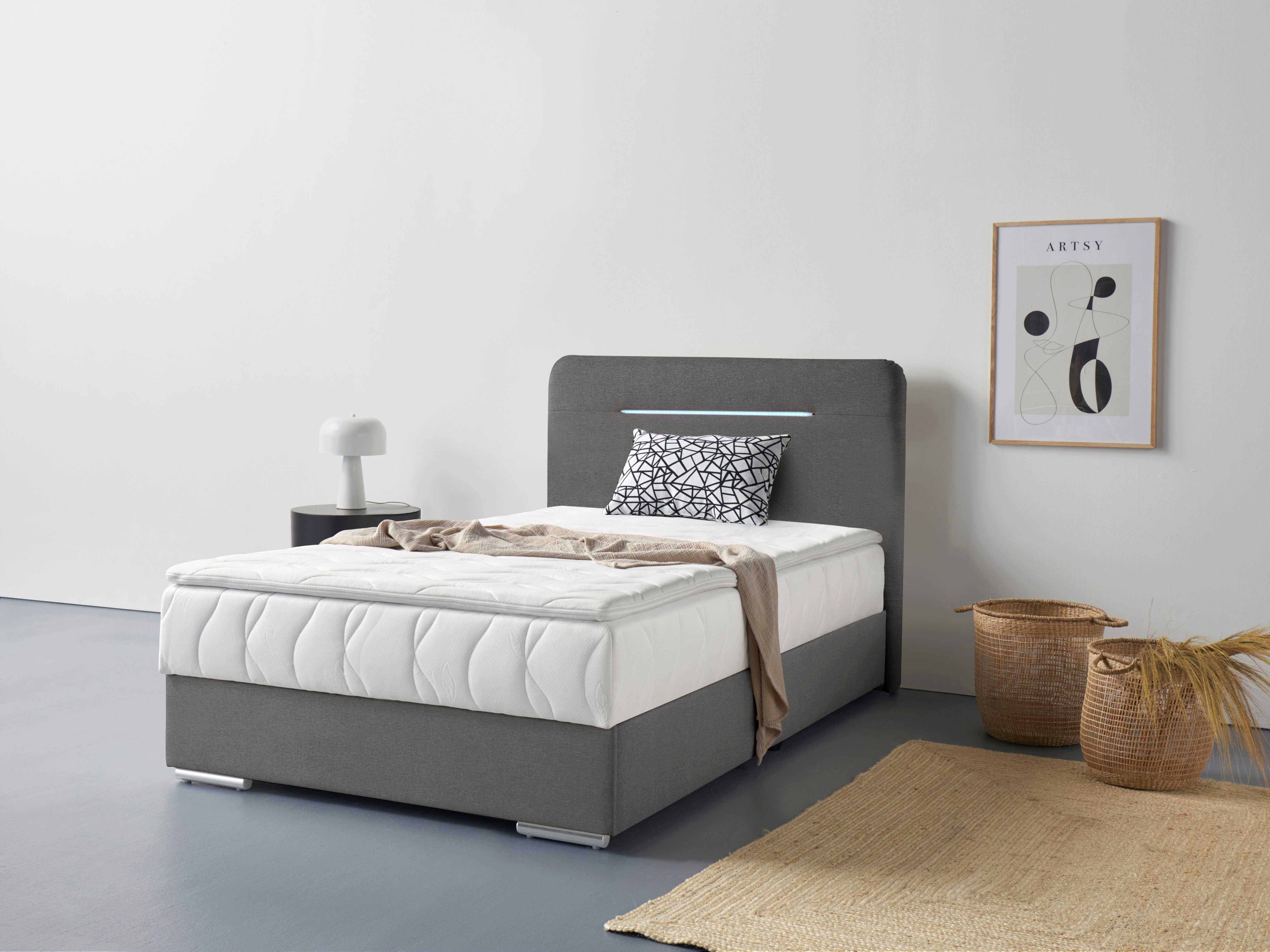 COTTA Boxbett Lighstar, inklusive LED-Beleuchtung, Topper, Bettkasten und Zierkissen