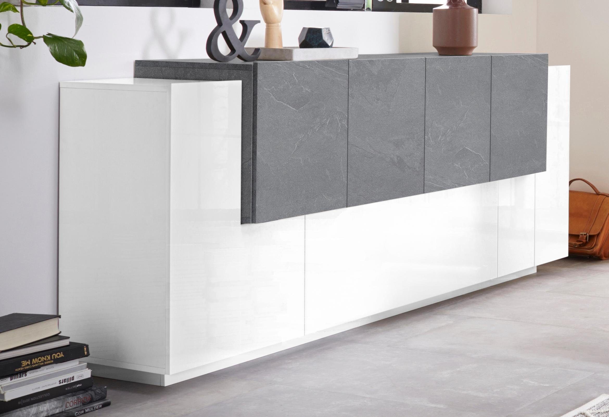 Sideboard Coro, Kommode, Schrank, Kredenz, grifflos mit Einlegeböden