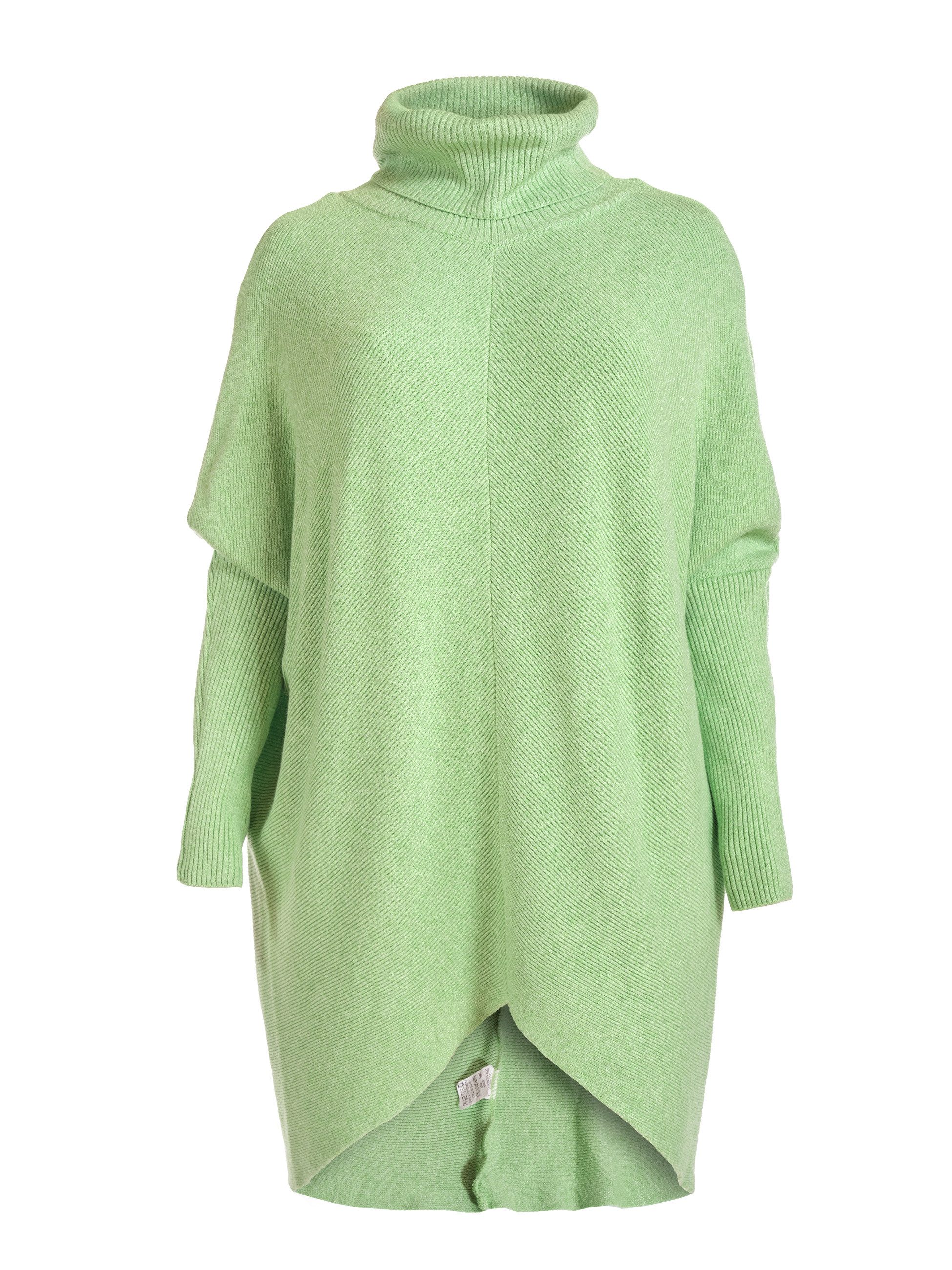 PEKIVESSA Longpullover Oversized langer Rollkragenpullover Fledermausärmel Vokuhila Schnitt hinten länger