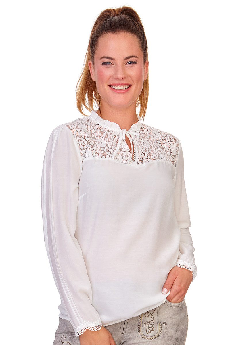 Trachtenbluse Blusenshirt - PALINA - creme, schwarz