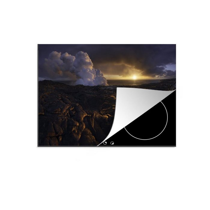 MuchoWow Herdblende-/Abdeckplatte Sonnenaufgang in den Lavafeldern auf Hawaii Vinyl (1 tlg) induktionskochfeld Schutz für die küche Ceranfeldabdeckung