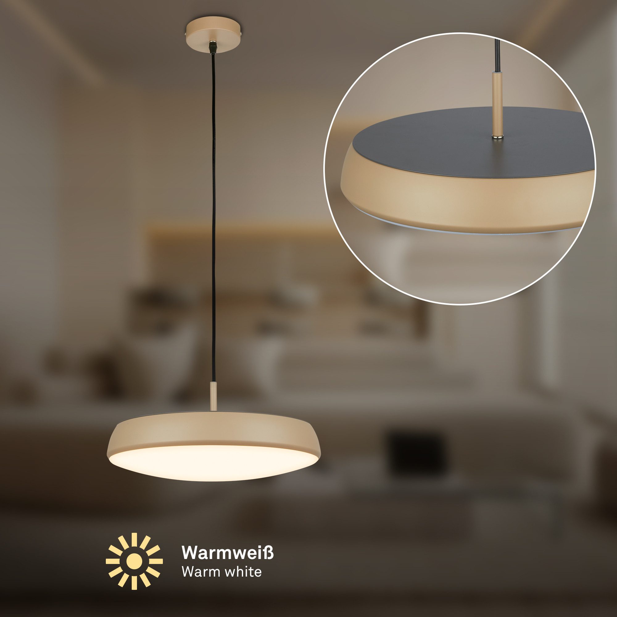 Briloner Leuchten LED Pendelleuchte Hängelampe Design Pendelleuchte 1-flammig Wohnzimmer Esszimmer, LED fest integriert, 3000K - Warmweiß, 35x120 cm, Esszimmer, Esstisch, Wohnzimmer, Schlafzimmer