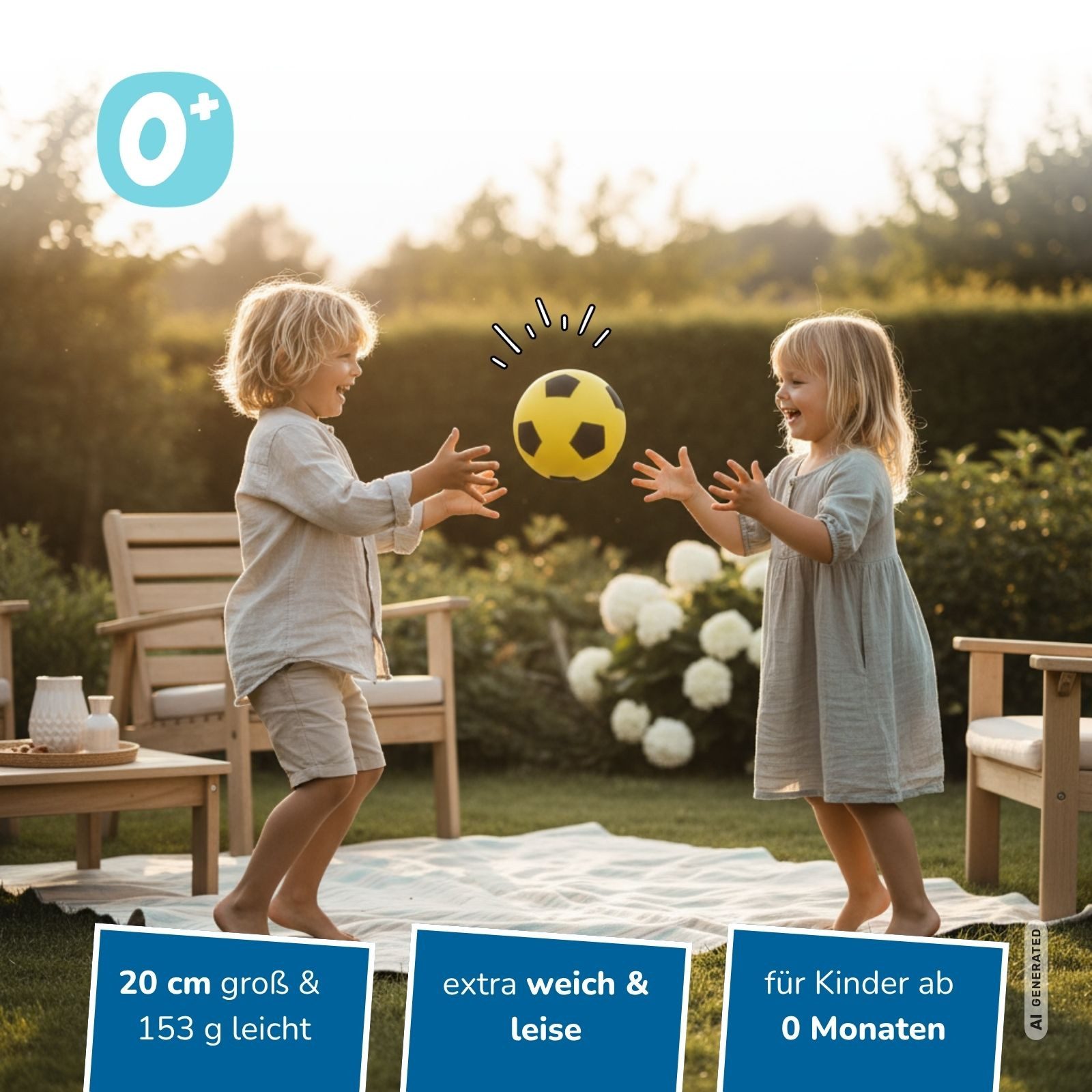 alldoro Softball Schaumstoff-Ball gelb Ø 20 cm, weicher Soft-Fußball für Kinder, Sicherer Kinderball für drinnen & draußen, geeignet ab 0 Jahren