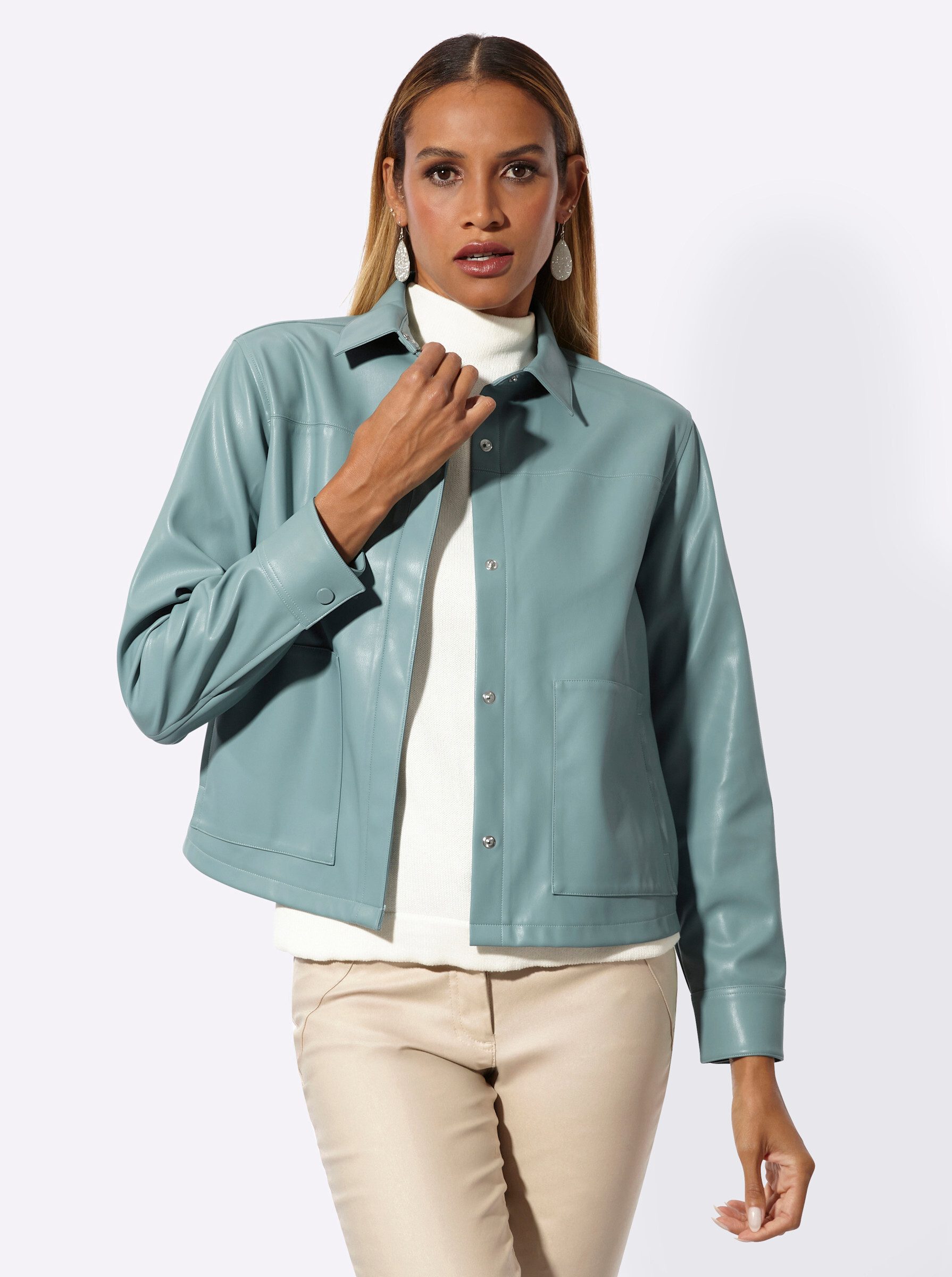 creation L Blusenblazer Lederimitat-Blazer Langarm