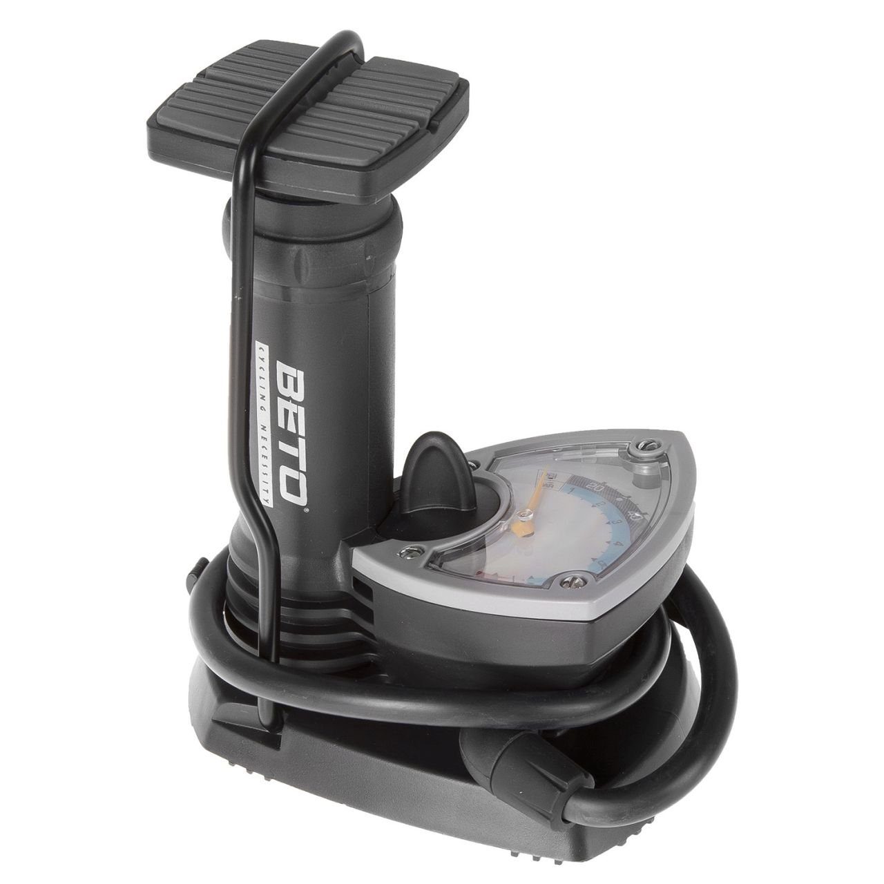Beto Standpumpe Fuss Standpumpe klein leicht Universal Doppelpumpenkopf schwarz