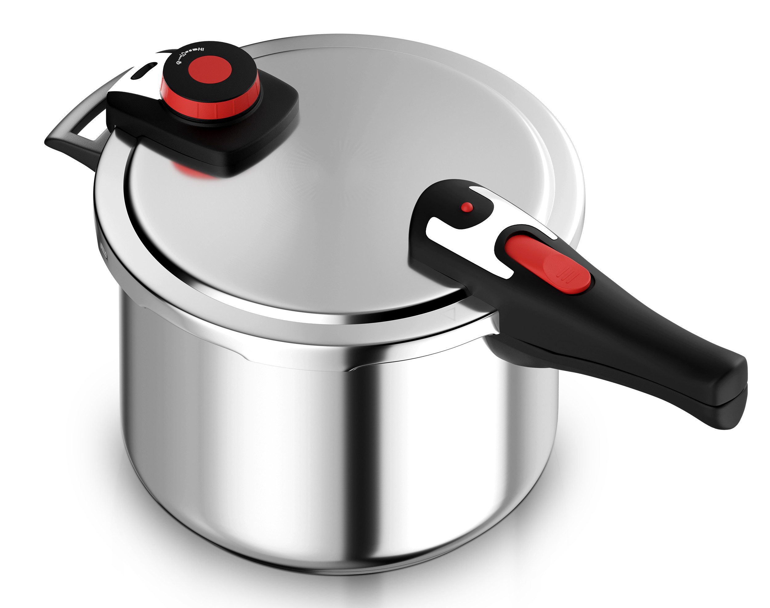 CkeyiN Schnellkochtopf aus Edelstahl, 6 Liter, 100KPa, mit sechsfachem Sicherheitssystem, Edelstahl, Für Induktionsherde, Gasherde und Ceranfelder geeignet