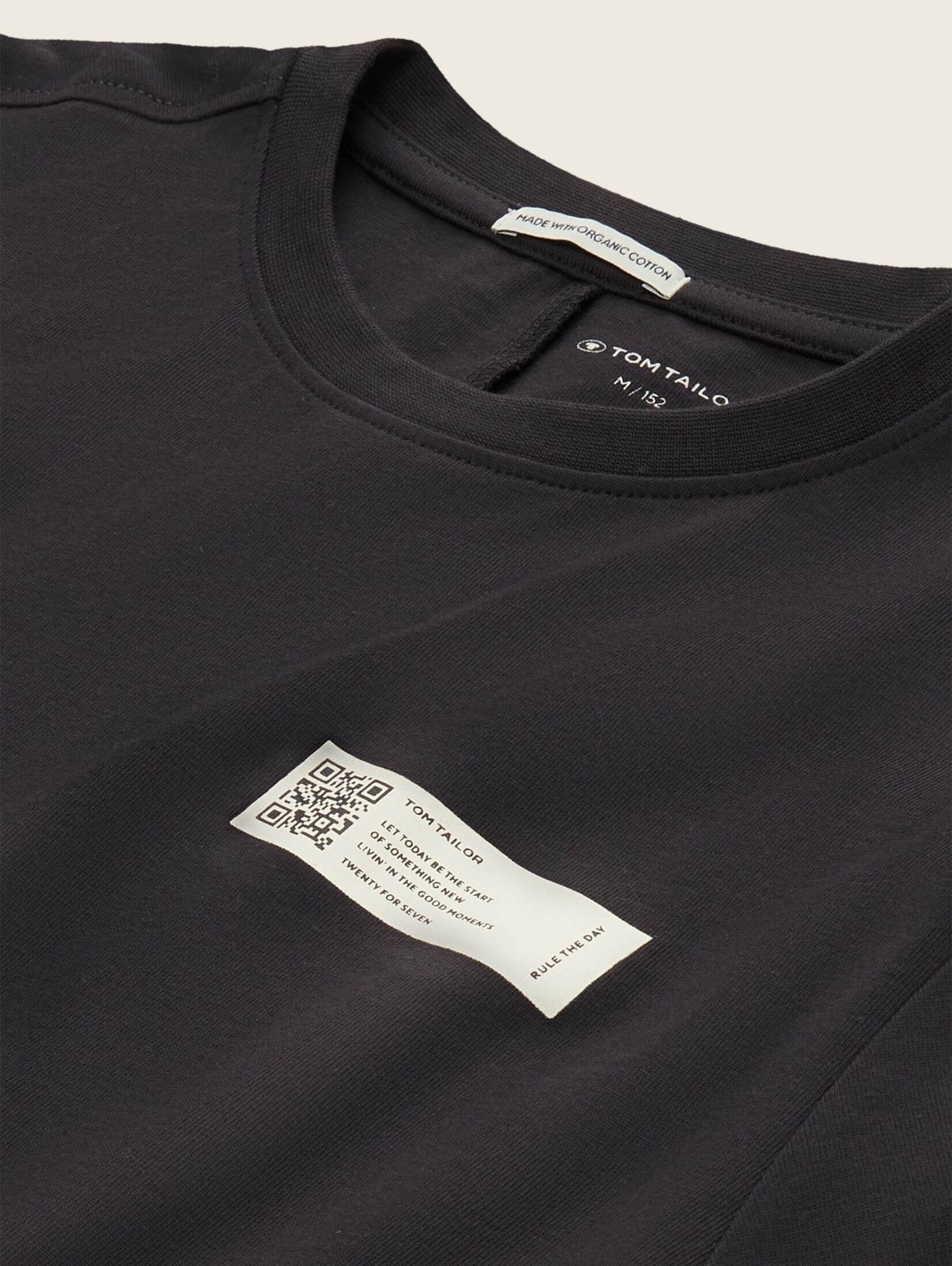 TAILOR T-Shirt Bio-Baumwolle mit grey TOM coal Langarmshirt