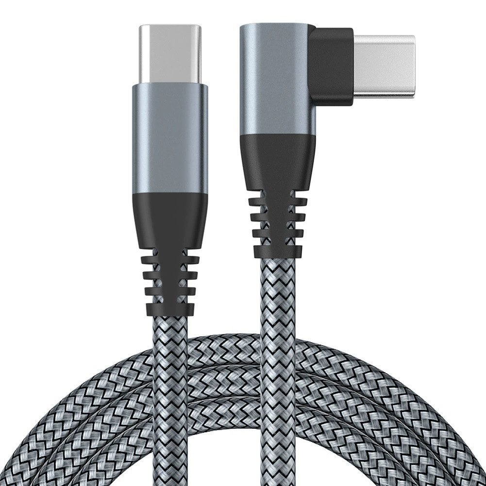 Kevin Frotscher (FroShop) 60W USB-C auf USB-C Schnellladekabel 0,5 m 90° Winkelstecker Nylon Smartphone-Ladegerät (geflochten 480 Mbps Daten, für Samsung iPhone iPad Xiaomi Lenovo Huawei Tablet - Schwarz)