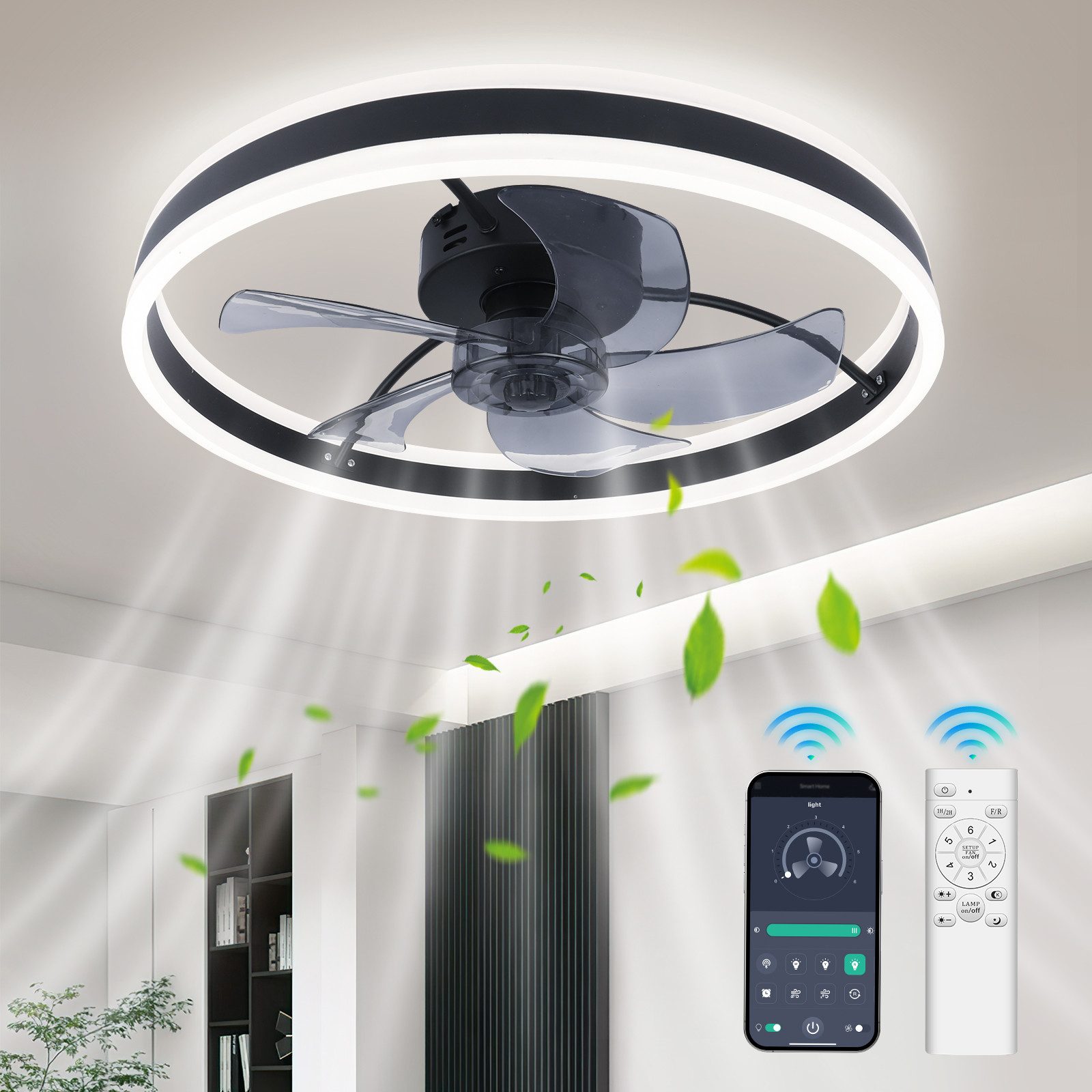 Oraymin Deckenleuchte Leise Deckenventilator mit APP-Steuerung günstig online kaufen