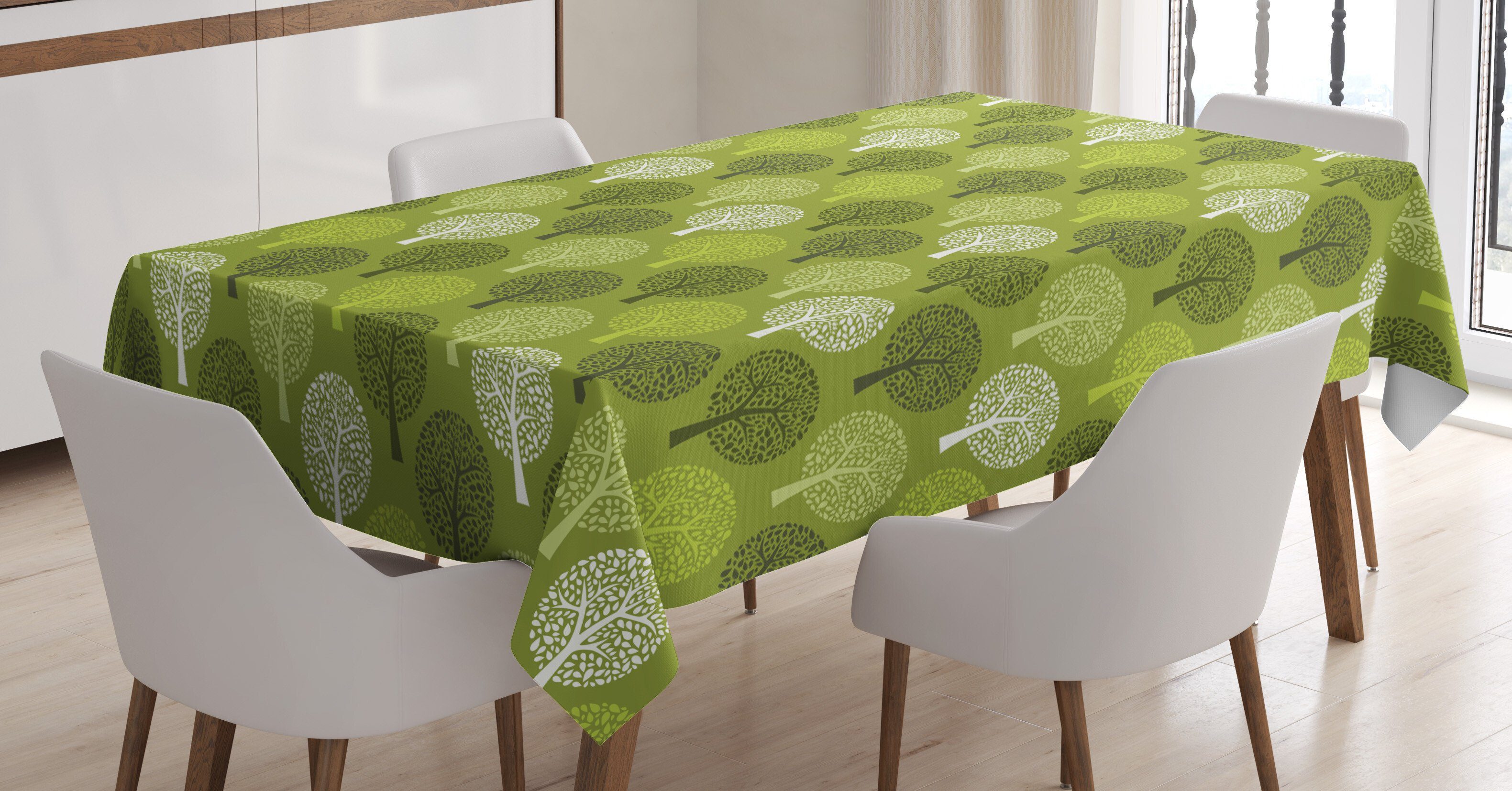 Abakuhaus Tischdecke Farbfest Waschbar Für den Außen Bereich geeignet Klare Farben, Blätter Abstrakte Bäume Motive Kunst | Tischdecken